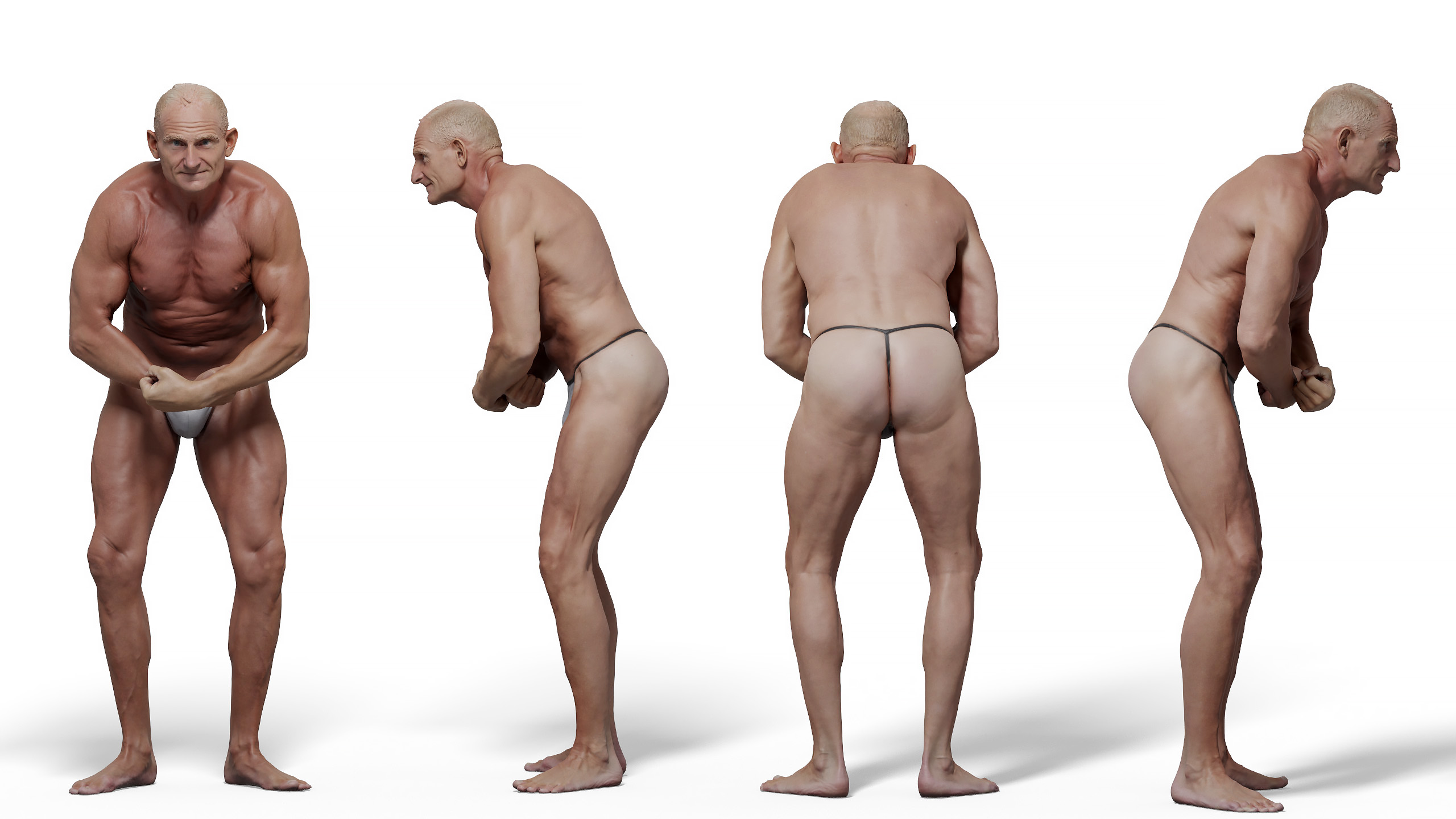 Male Anatomy muscled 3d reference download pose